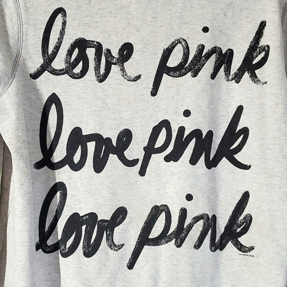 Y2K 2011 Victoria's Secret PINK Logo Quarter Zip Collared Gray Sweatshirt Sz  Sm - Picture 12 of 15